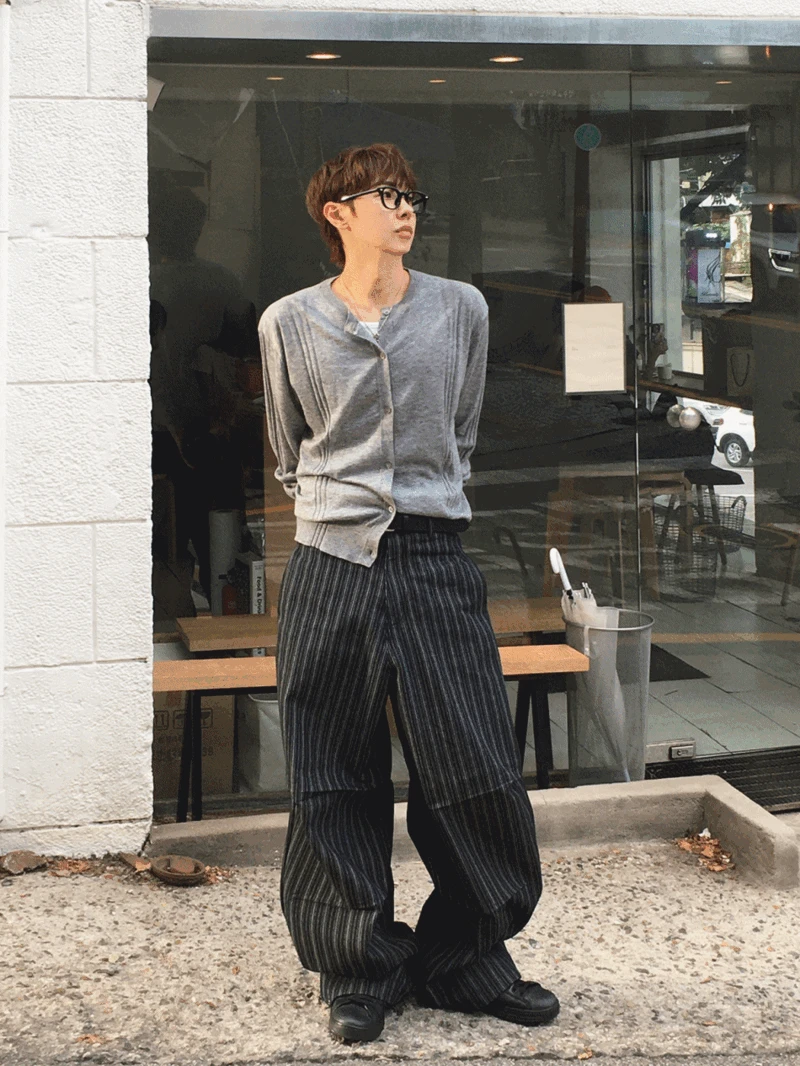 피커 핀 스트라이프 와이드 팬츠
