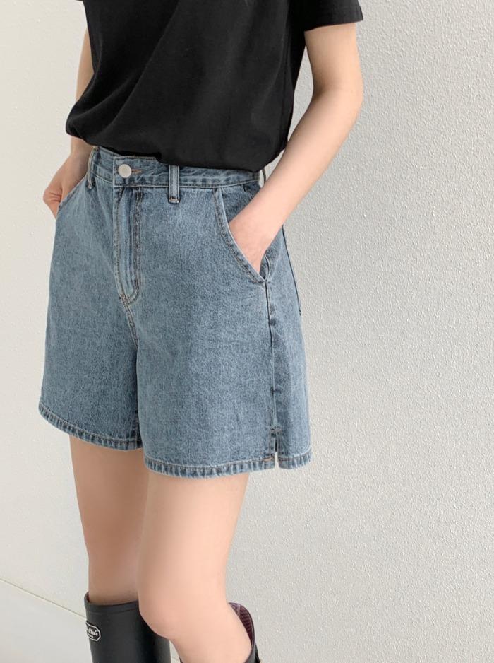 [3천장돌파] 래비 트임 숏 데님 - 2 color