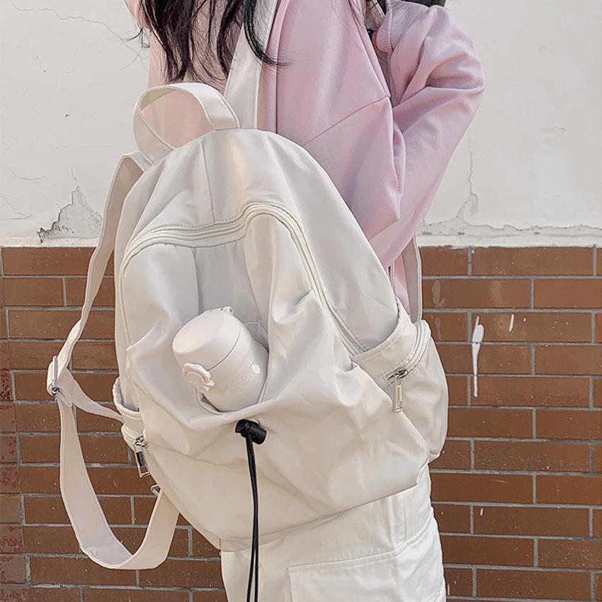 에이어패럴 🔥신학기가방🔥 스트링 나일론 복조리 텀블러 백팩 남녀공용 여행용 아이패드 노트북 보부상 개강룩 가방 꽃놀이 벚꽃룩 하얀색 트래블 휴양지 여행 여름 썸머 AB001