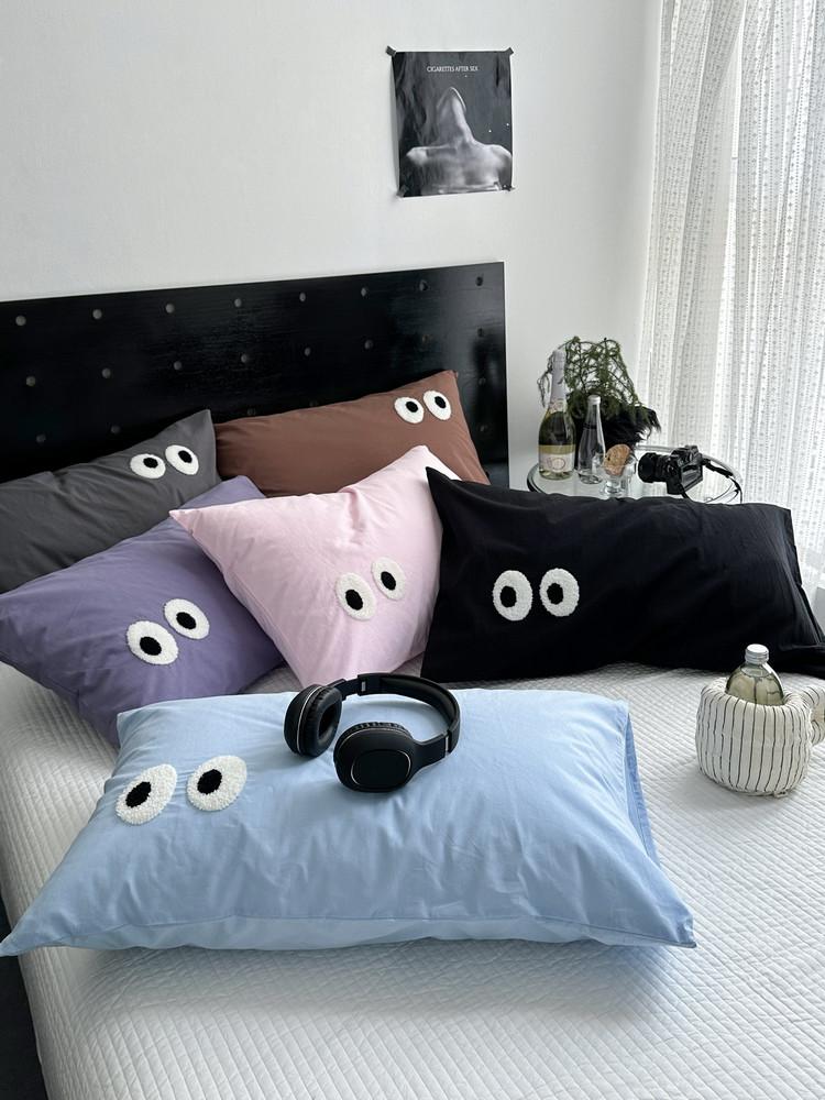 페르지아 베개 키치한 귀여운 포인트 베개커버 6color 유니크 빅아이즈 순면 침실