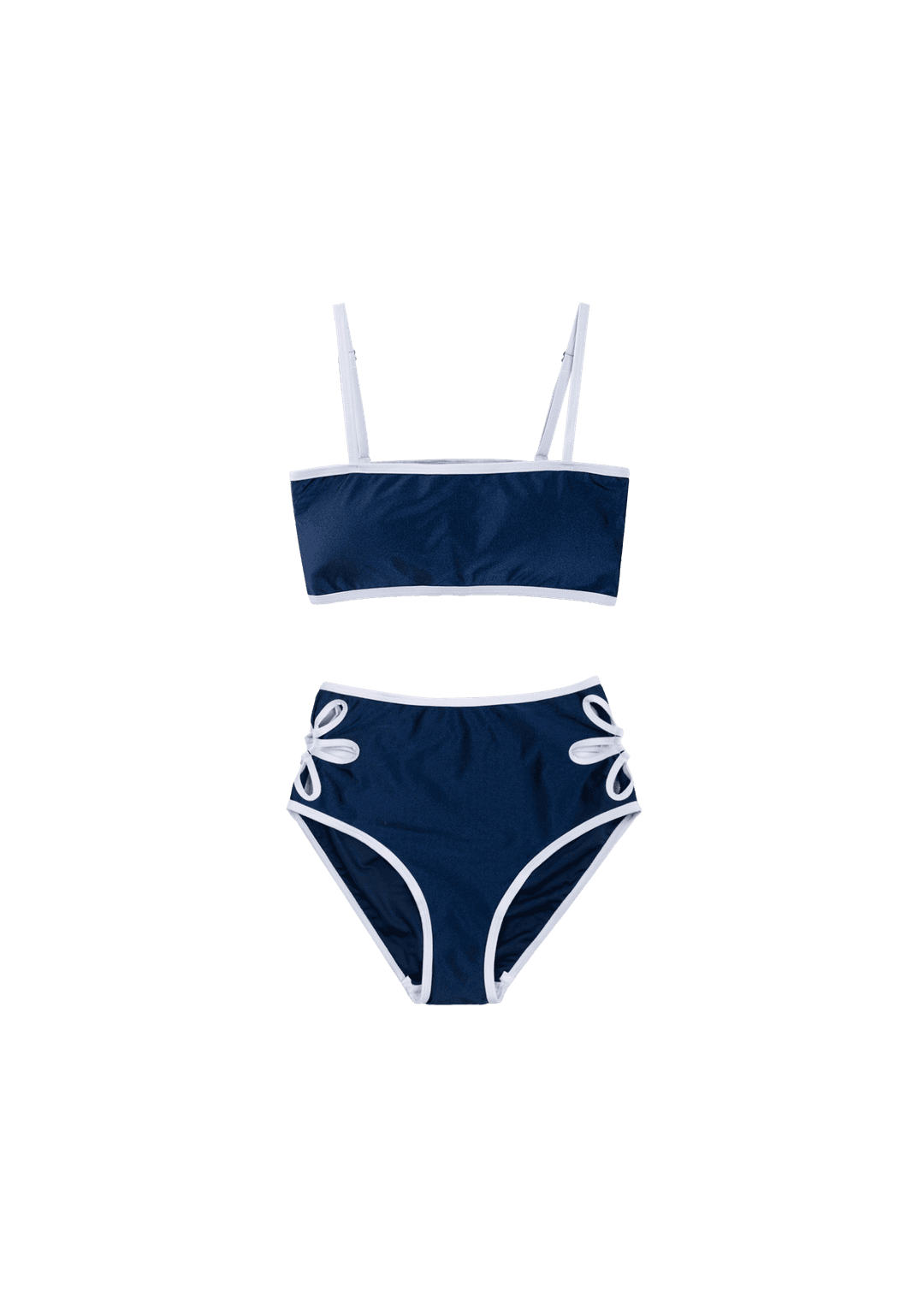 Mused Tube Top Bikini Set - Navy White