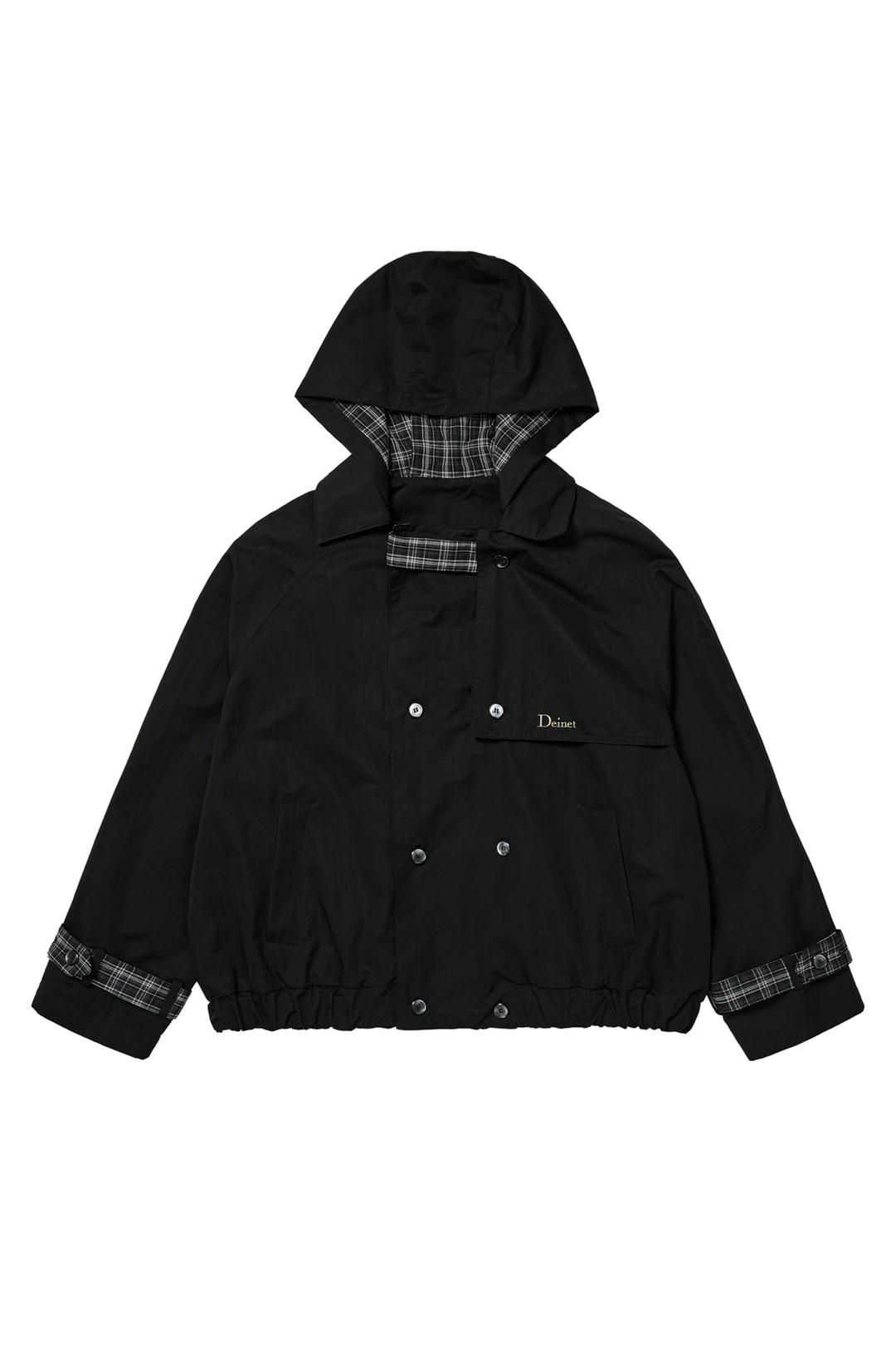 DEINET HOODED TRENCH JACKET IN BLACK