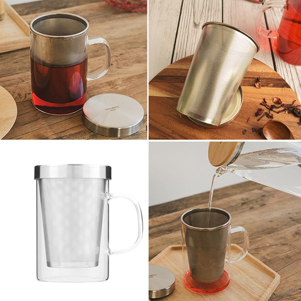 내열유리 티머그 차거름망 차우림 필터 컵 450ml