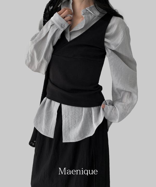 매니크 [🧊여름/1만장판매/MNQ] 티어넌 레이어드 브이넥 나시