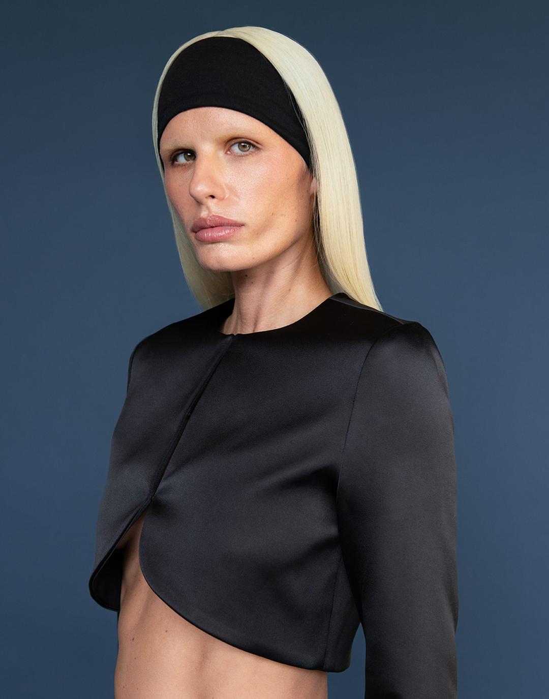 Bract Top (Black Sateen)