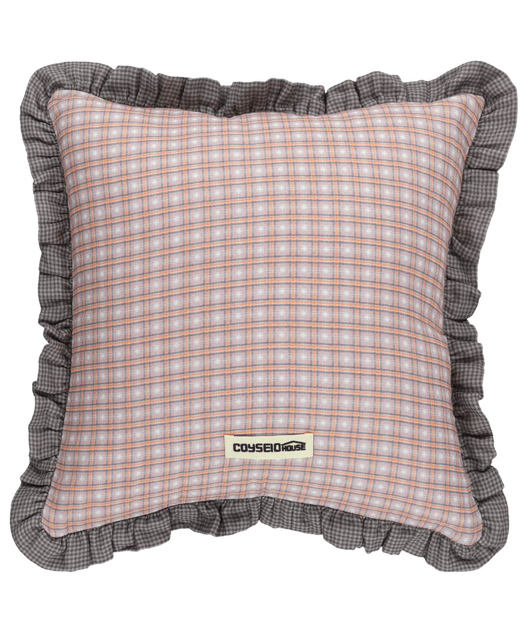 CHECK FRILL CUSHION PINK