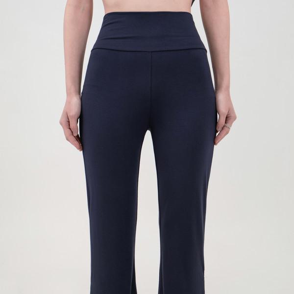 Slit Boots Cut Pants (Navy)