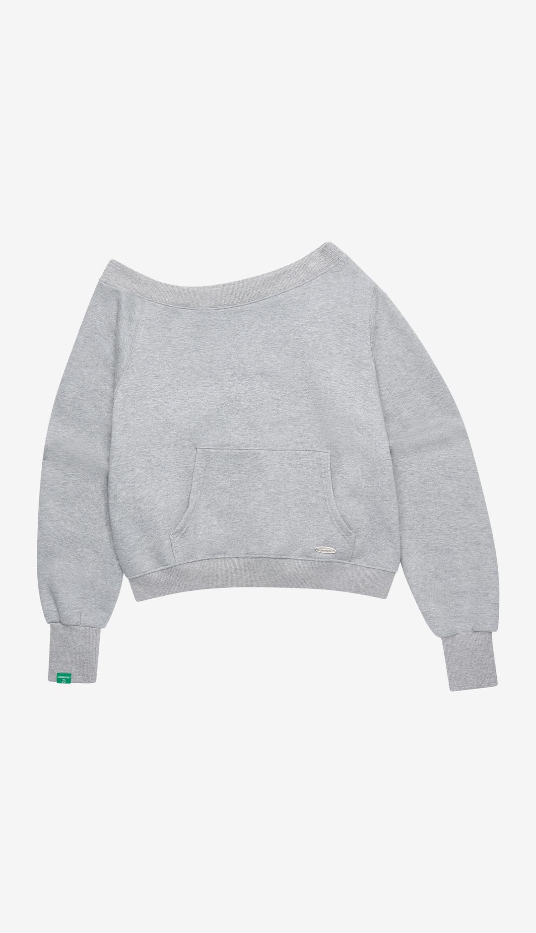 262. Pocket Boat Neck Sweatshirt _ Melange Grey