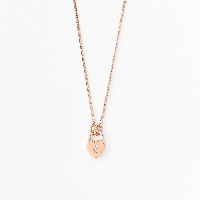 투톤 하트 자물쇠 목걸이