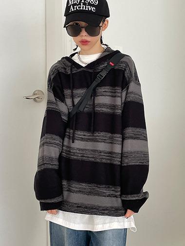 [unisex] Loosefit mix knit hood / 2color