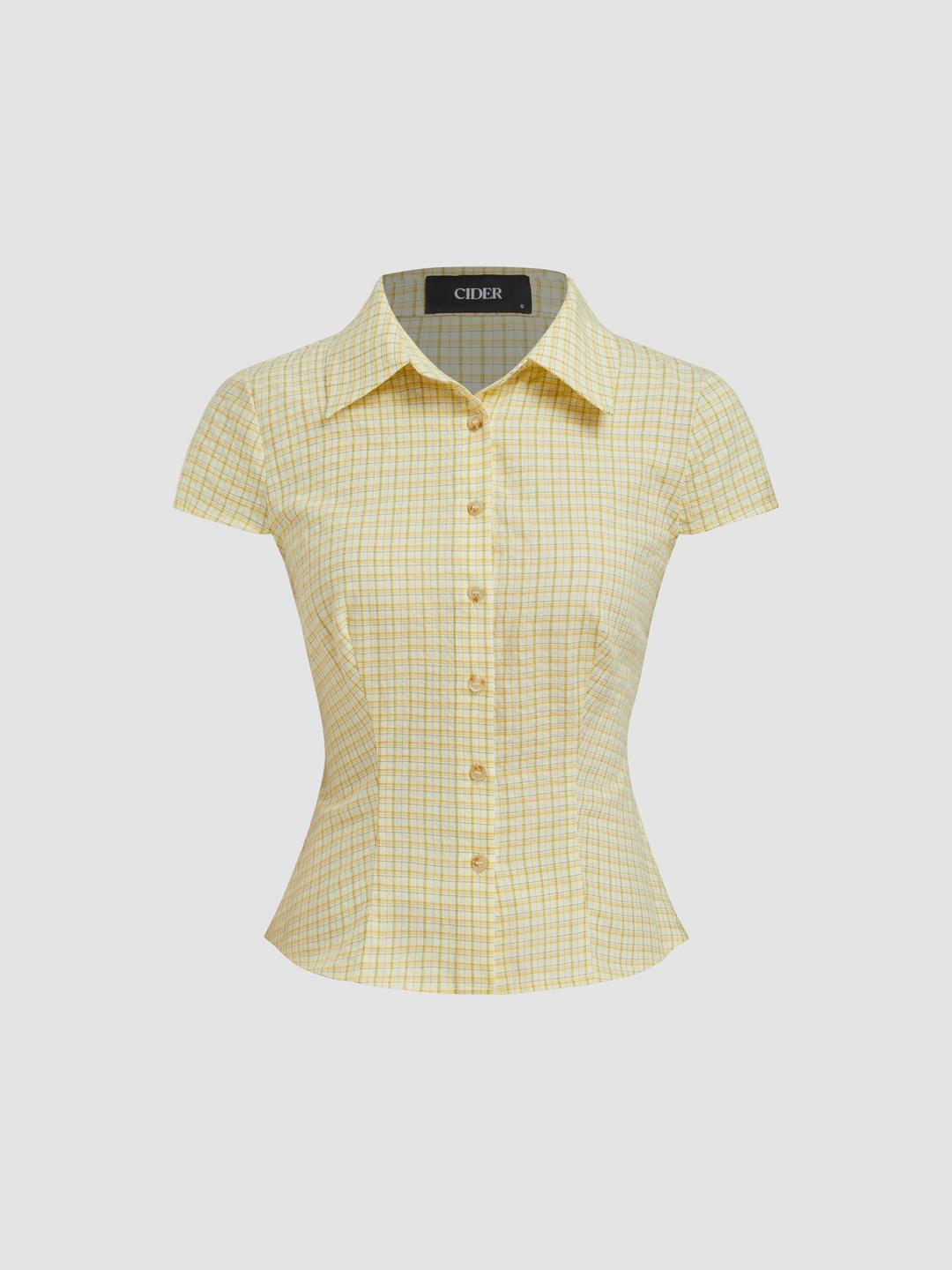 100% Cotton Tartan Short Sleeve Blouse