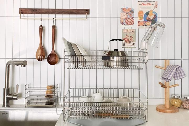 리얼 올스텐 식기건조대 2단(+수저통,행주/컵걸이 등 포함)