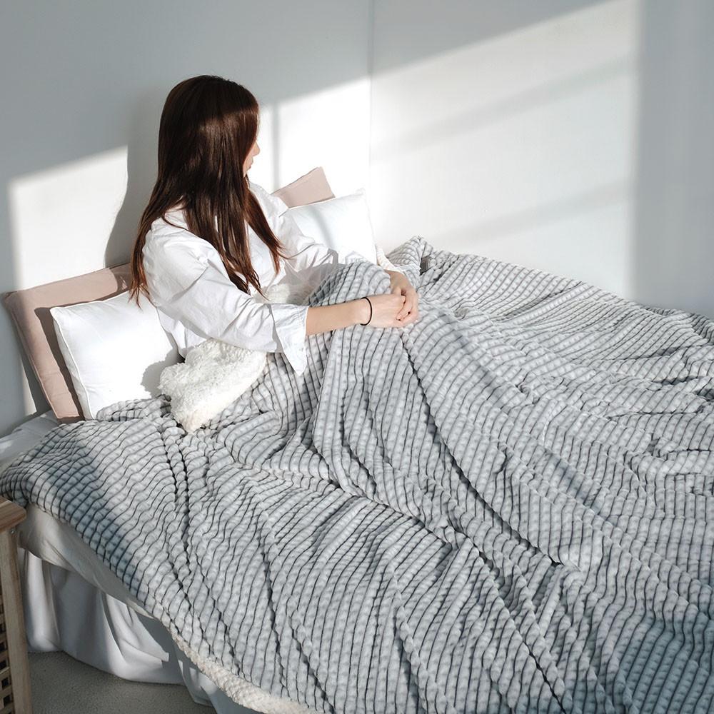 착한연구소 와플담요 150X200 대형 체크 양털 극세사 이불 대형 두꺼운 캠핑 블랭킷