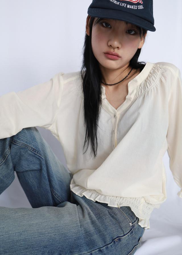 풀풀풀 sibori v-neck blouse