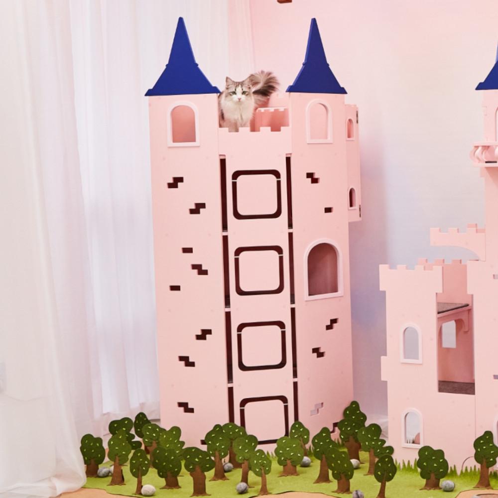 퍼르르펙트 원목 고양이 코너 캣타워 캐슬 냥푼젤 핑크 자작나무 고무나무 purrfect