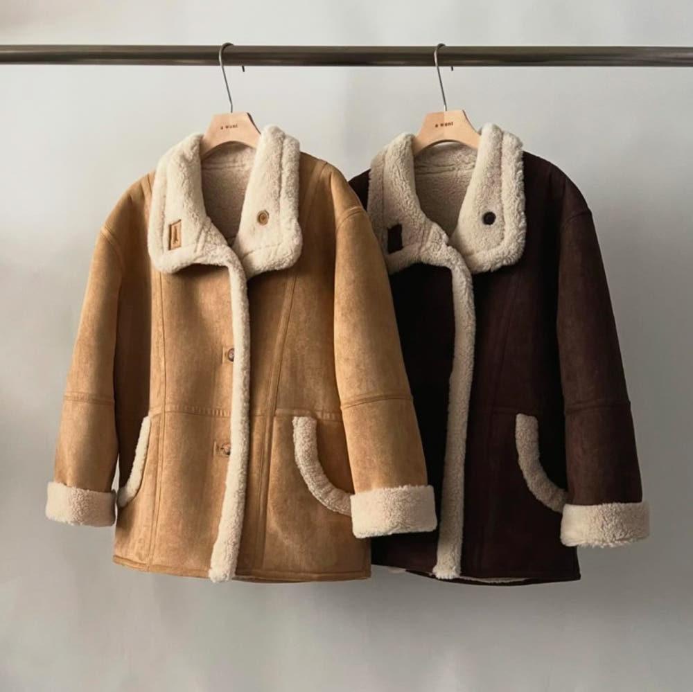 어원트 awant 베이프 리버시블 무스탕 하프 코트