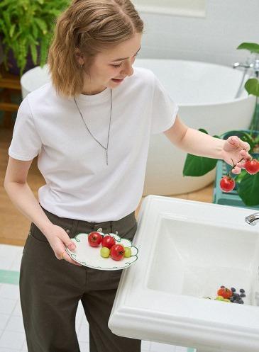 SUPIMA SILKET CREWNECK HALF-SLEEVE T-SHIRTS [WHITE]