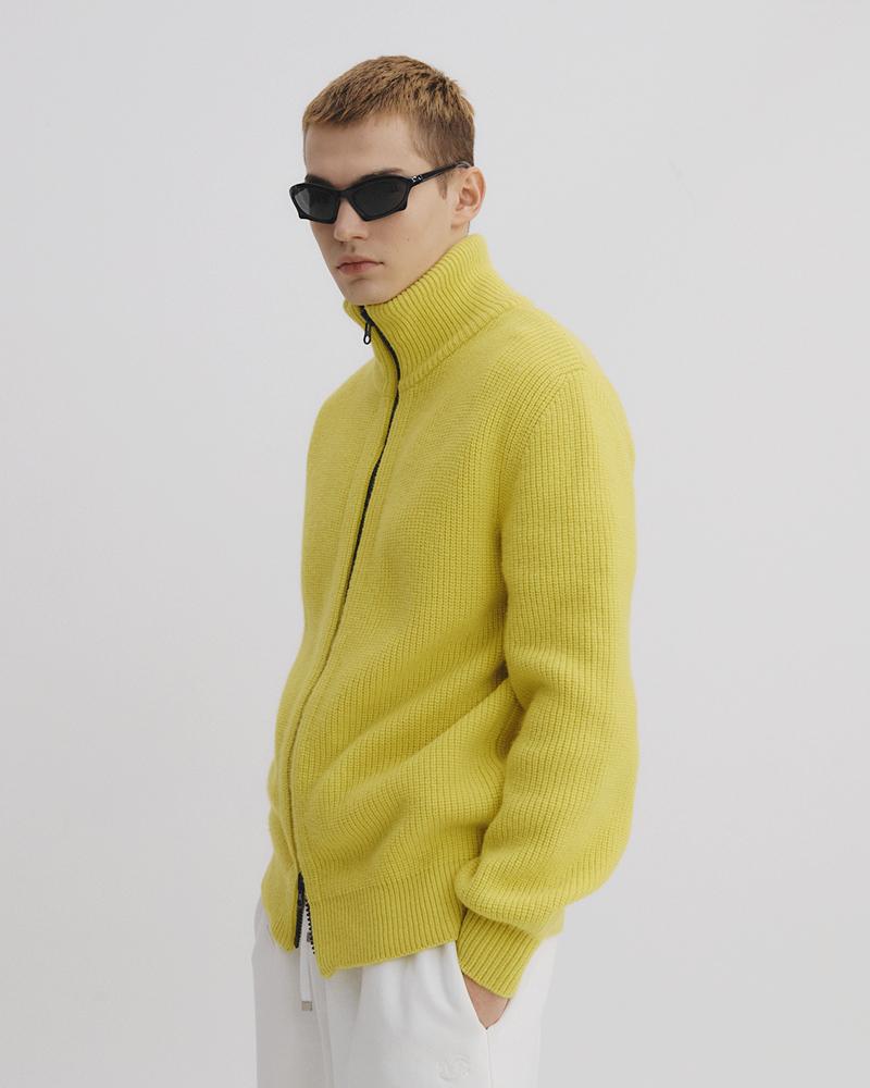 SOLID ZIP-UP KNIT_YELLOW