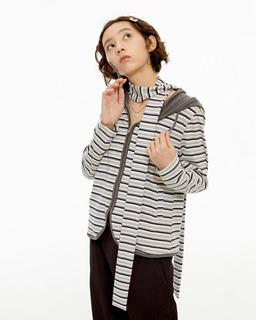 UNRETRO 스트라이프 후드집업 (그레이)