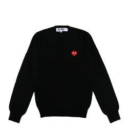 [키스더브랜드]22FW P1N082 BLACK 블랙 하트 로고 브이넥 울 스웨터 니트