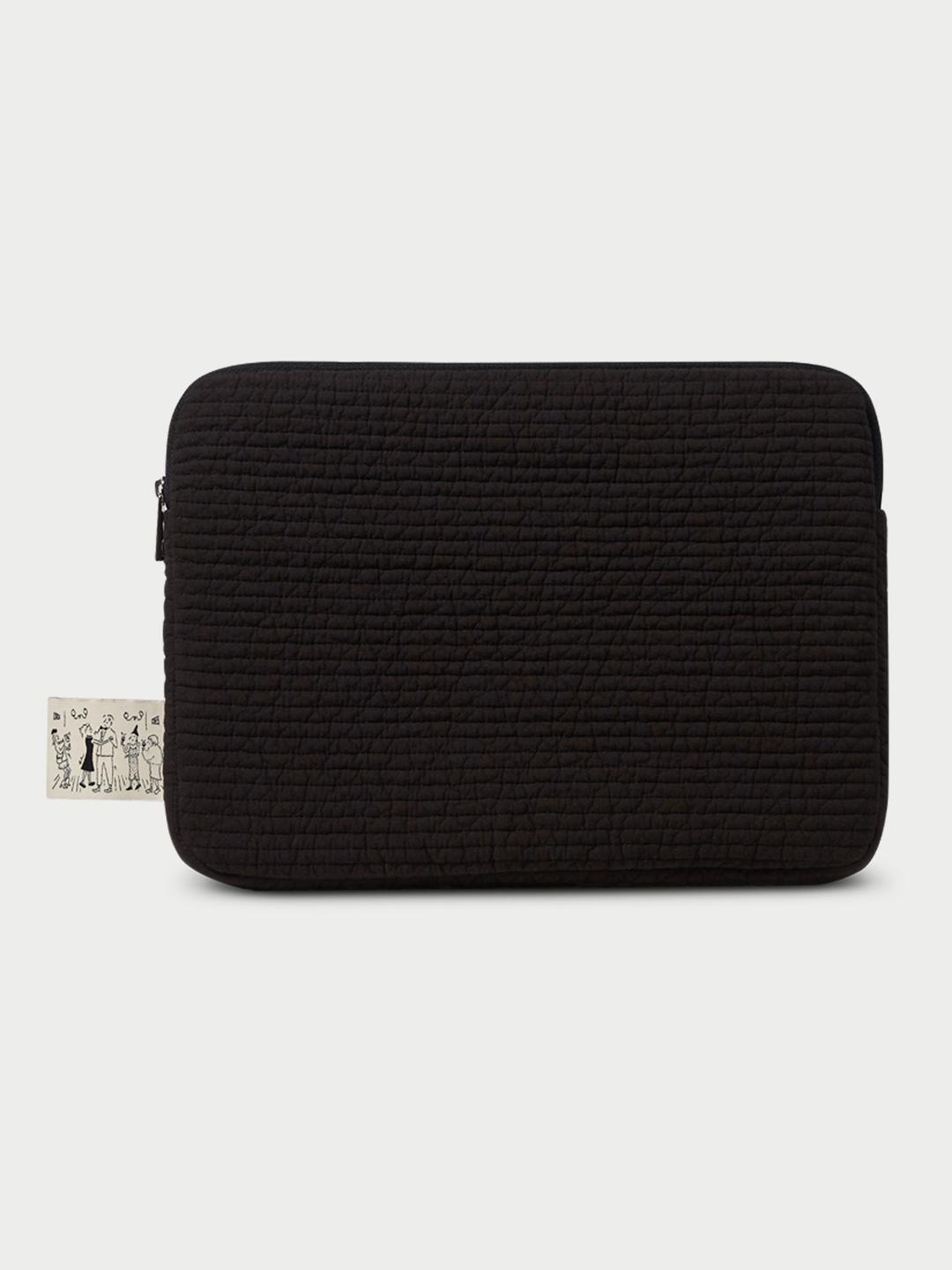 Quilted Laptop Pouch Natural Black