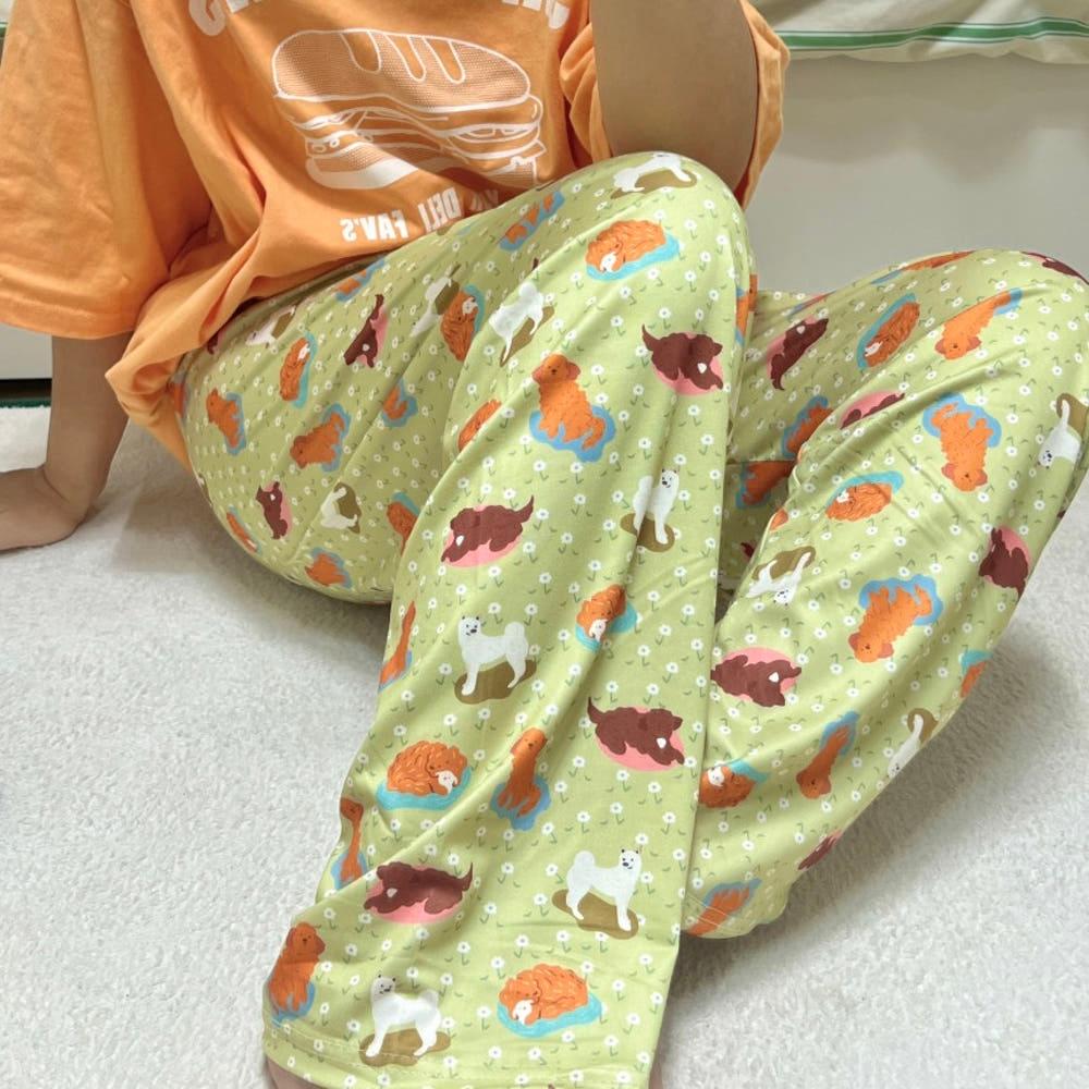 [신축성] 귀여운 잠옷 바지 여성 파자마 팬츠 홈웨어 팬츠