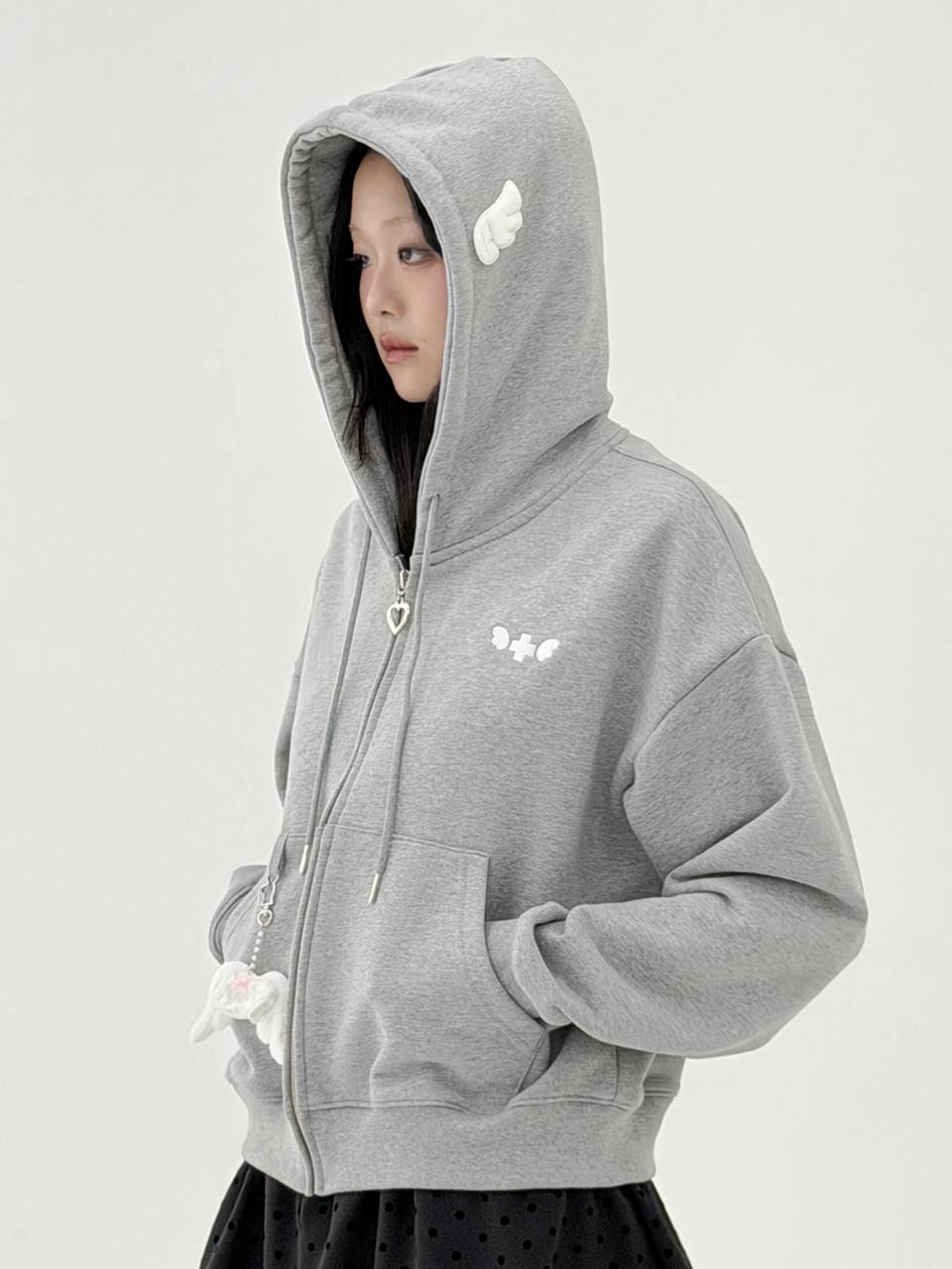 † 오픈기념 10%  † Angel Wing Zip-Up Hoodie - GREY