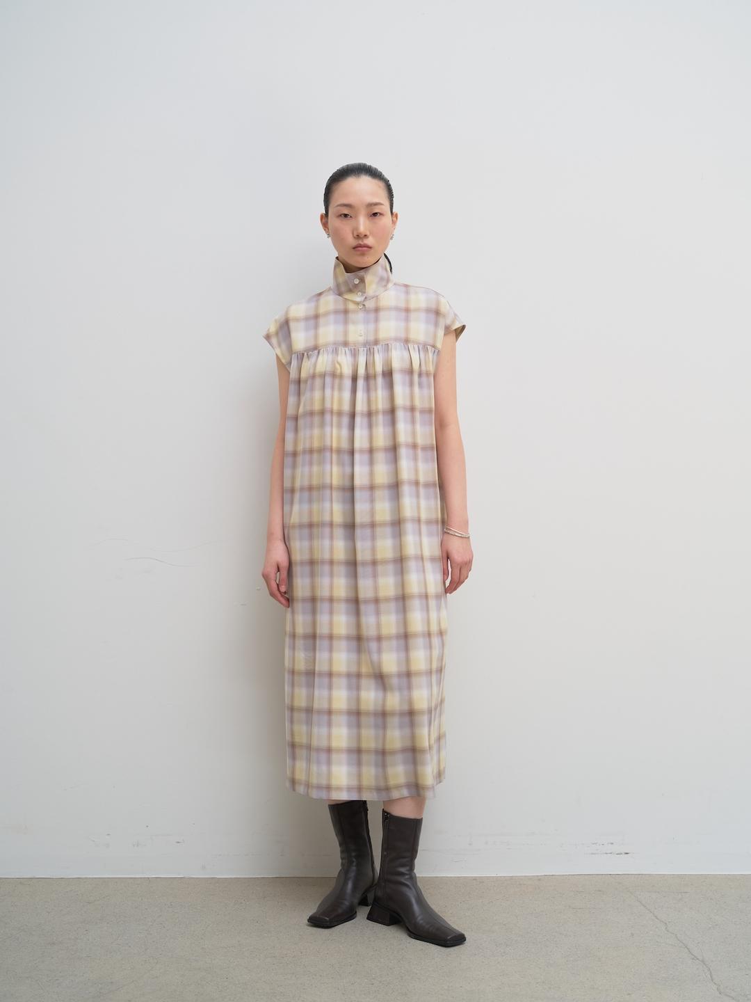 High-neck pleated dress