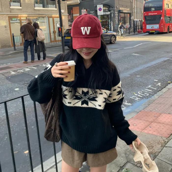 W corduroy cap_burgundy