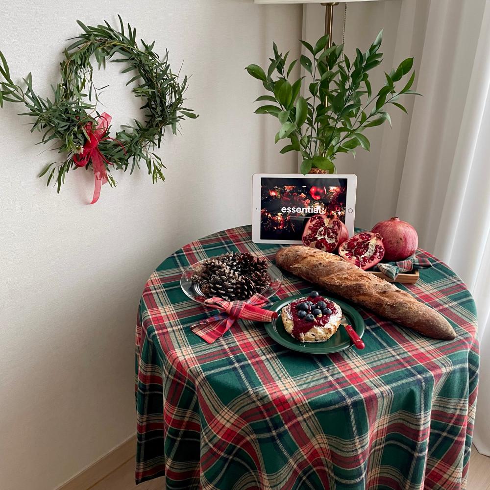 [5차입고중] 메리체크 크리스마스 테이블보 무릎담요 블랭킷  2color