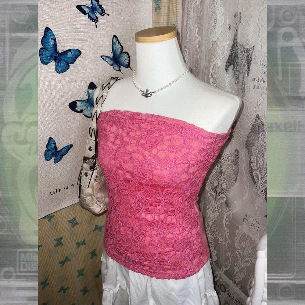 [중고] 핫핑크 레이스 탱크탑