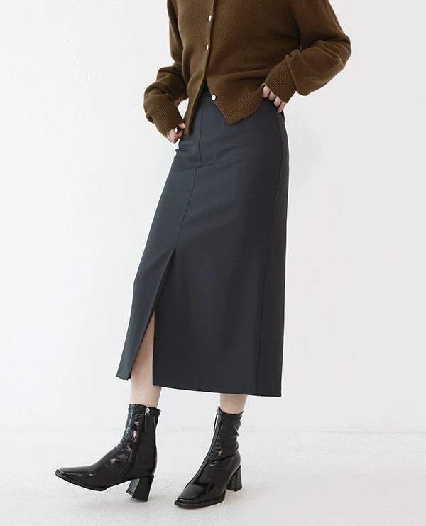 루엘 벨트 슬릿 H라인 롱스커트 (4color)