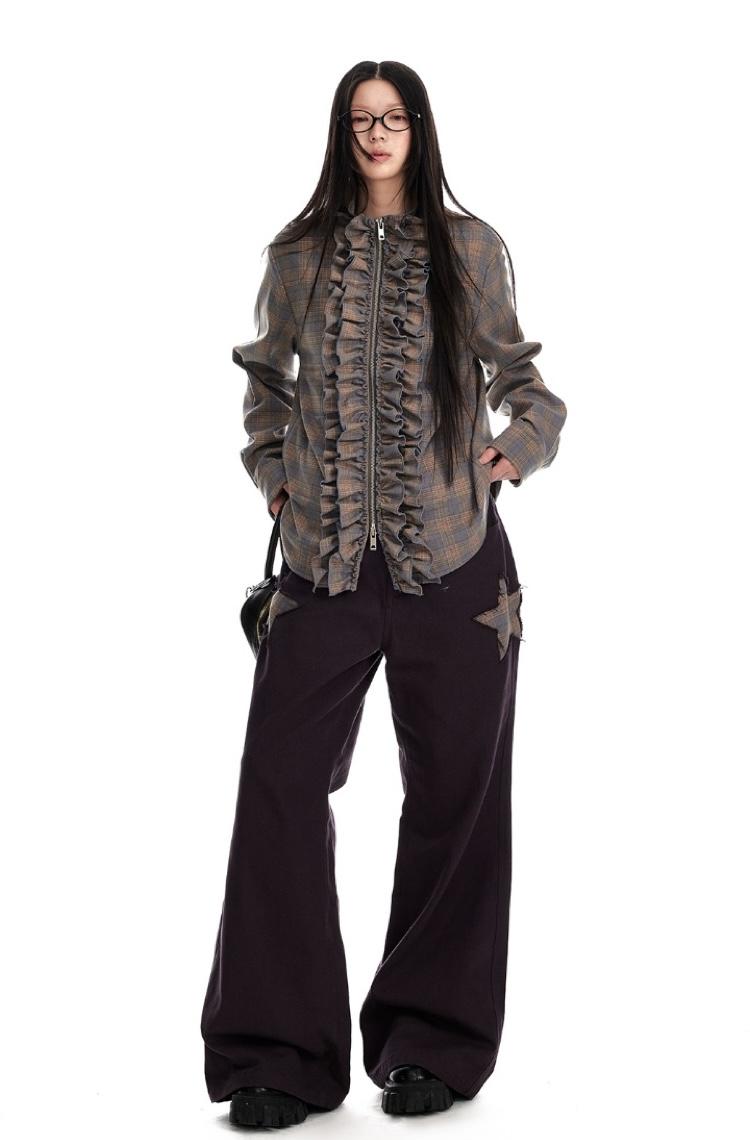 JIKOO Office Star Patchwork Heavy Flared Pants