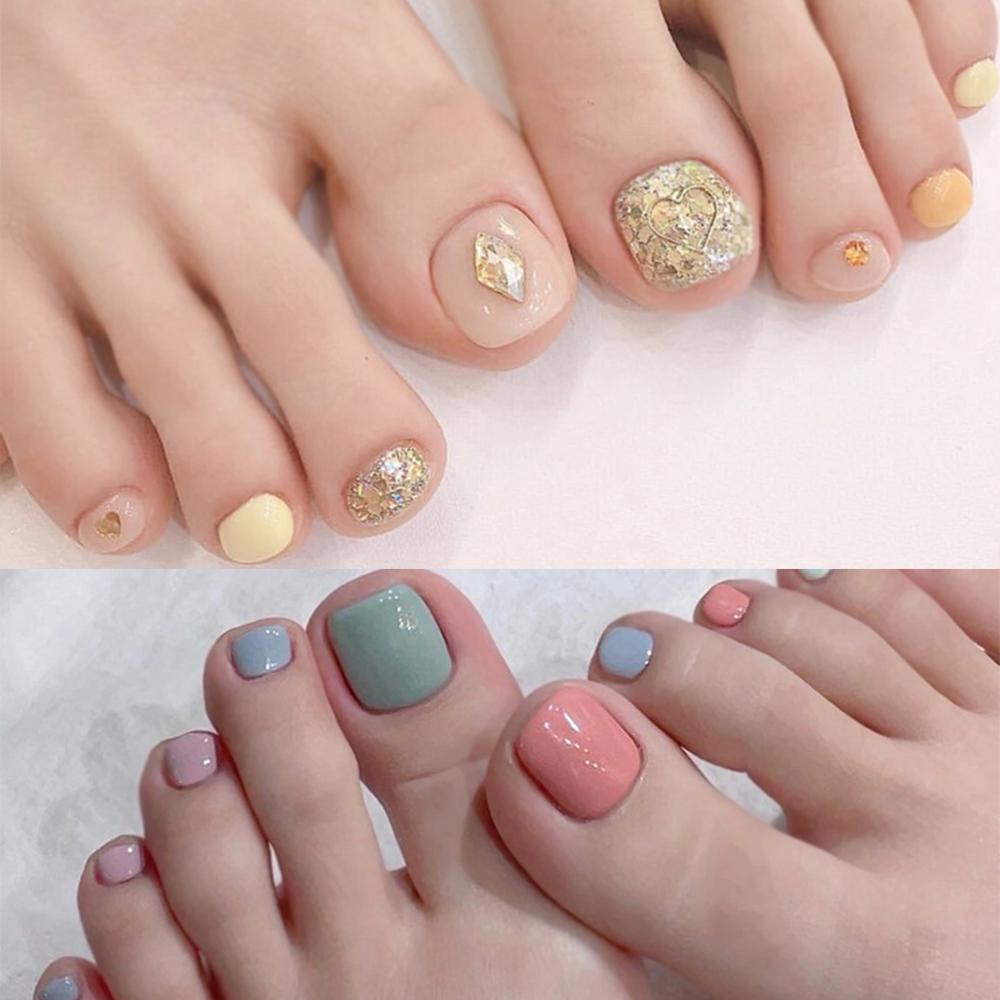 잇템샵 셀프 패디큐어 젤 네일스티커 페디큐어 붙이는 네일팁 손톱팁 12오드(힐링)