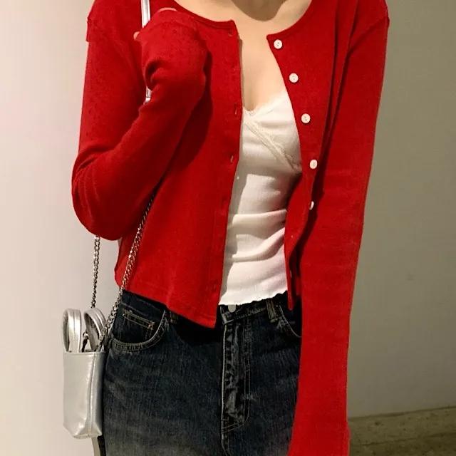 [블랙 당일발송]로렌 플라워 펀칭 크롭 라운드 가디건