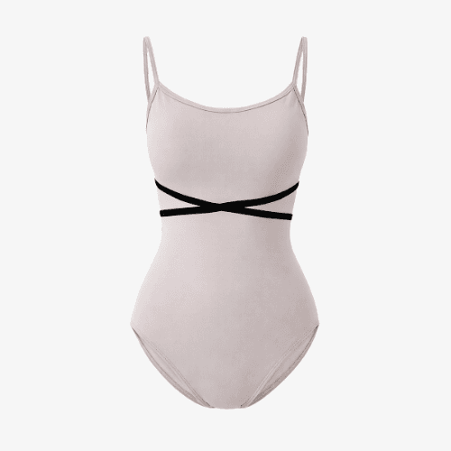 크로스 리본 레오타드 타로 베이지