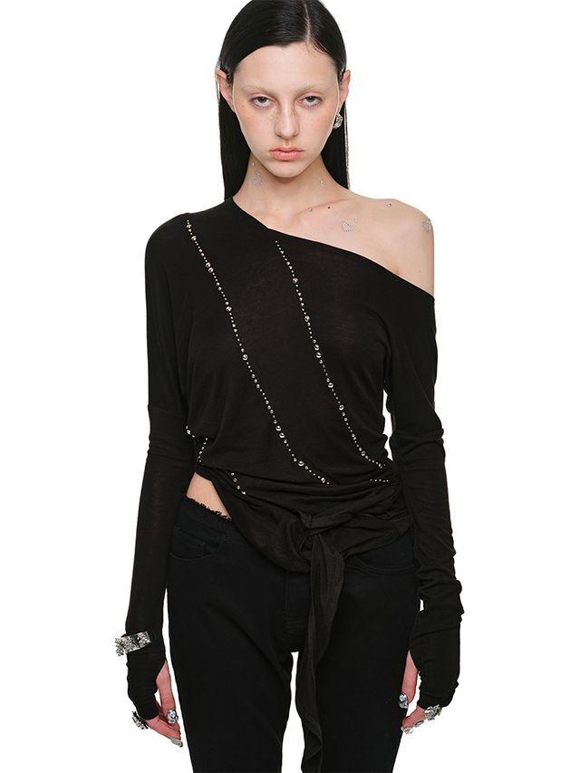 1JINN STUDIO Studded Off-shoulder Top
