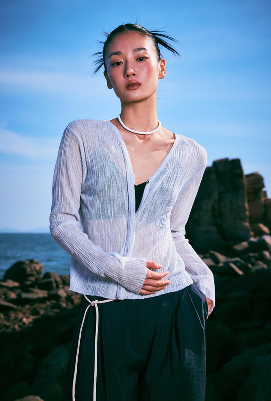 브이넥 시스루 가디건_MIWCKF611T