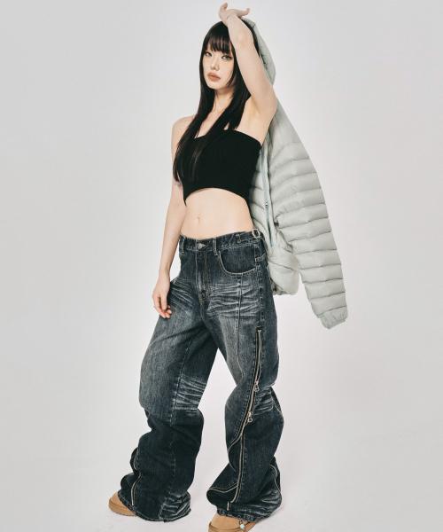 CONVERTIBLE ZIP UP JEANS BLUE
