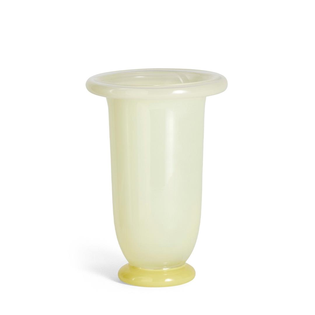 Empire Vase Medium Lime Yellow w. lemon rim, green base