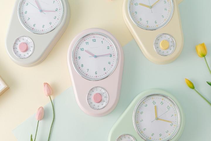 소소린 마카롱 무소음 아기방 거실 벽시계(꼭꼬핀 1P + 건전지1P포함)