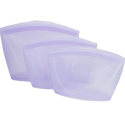 국산 실리팟 프리미엄 실리콘 지퍼백 S + M + L 3종 세트, 라벤더, 1세트 - 보관/밀폐용기 | 쿠팡