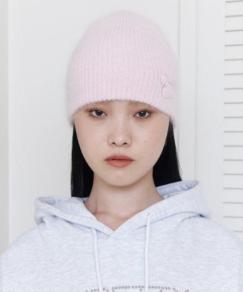 C LOGO EMBROIDERY ANGORA BEANIE_LIGHT PINK