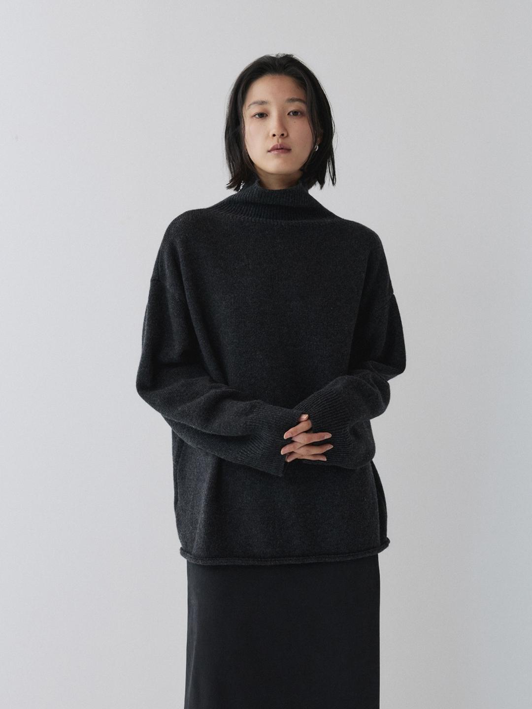 Ena Pure Wool Turtleneck Knit, Charcoal