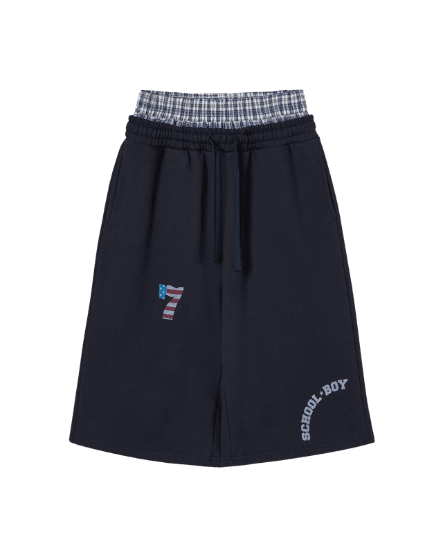 TRUNK LAYERED SWEATSHORTS [NAVY]