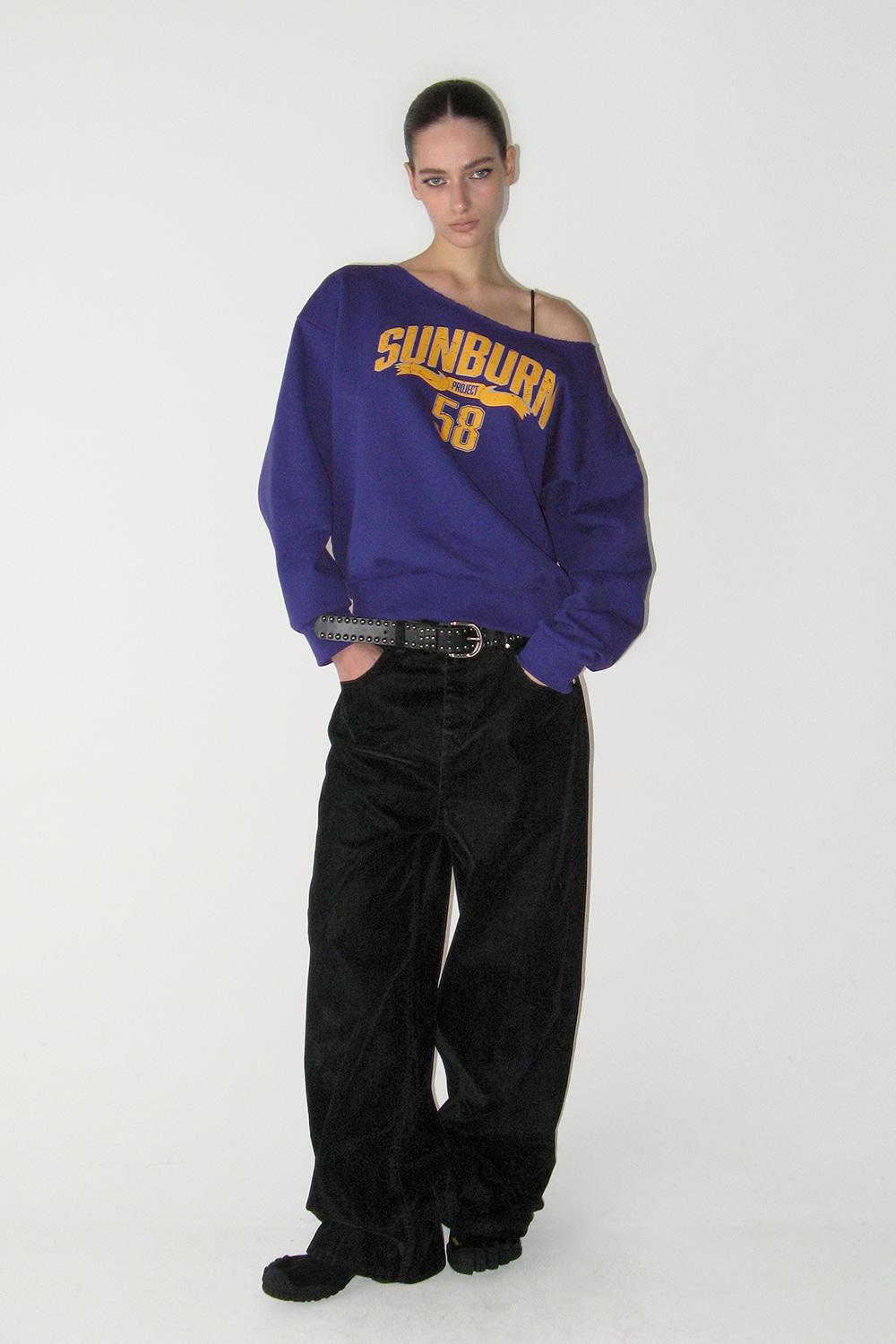 Off-shoulder Sunburn Sweatshirt, PURPLE