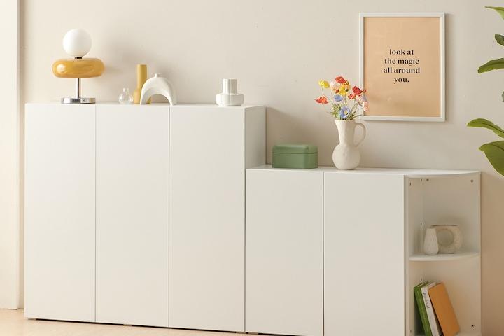 [리퍼] 데미안 거실수납장 주방수납장 틈새수납장 (플레인/템바보드)