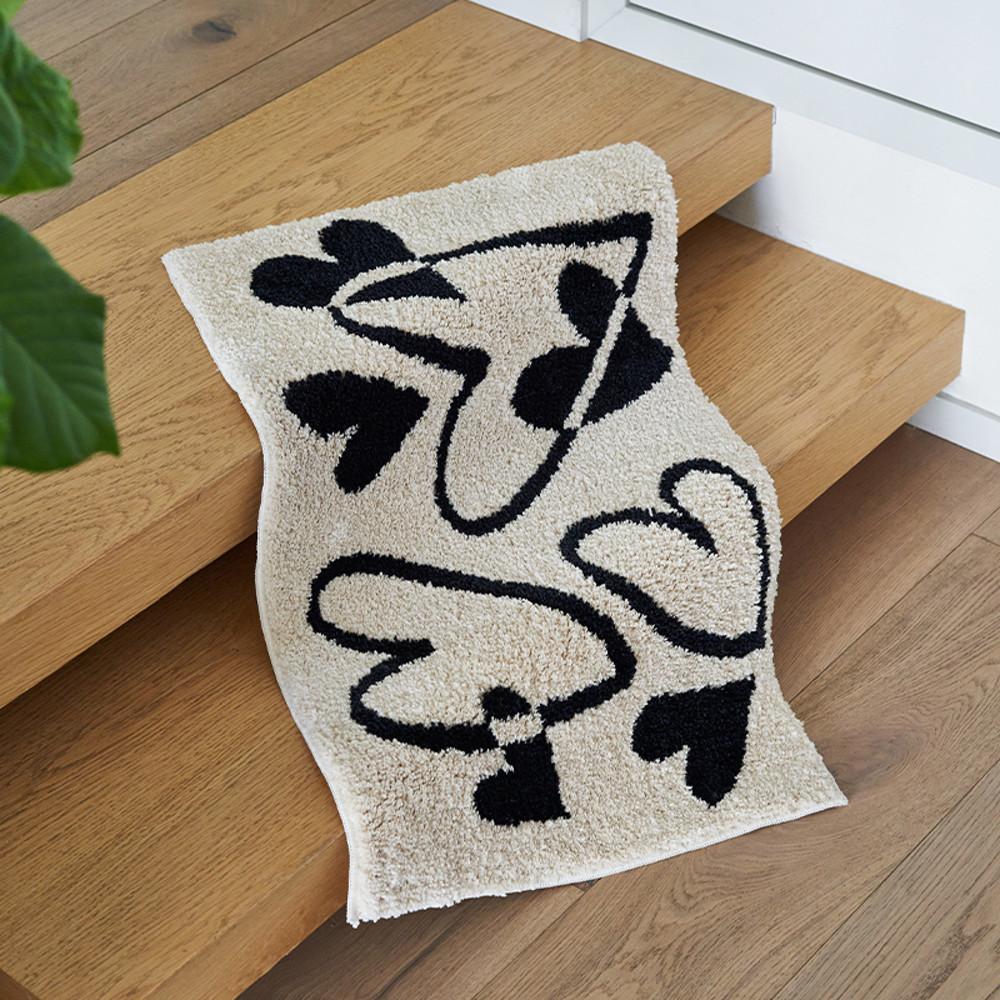 인테리어 하트 러그 현관 침실 화장실 발매트 도어매트 베이지톤 감성 소품