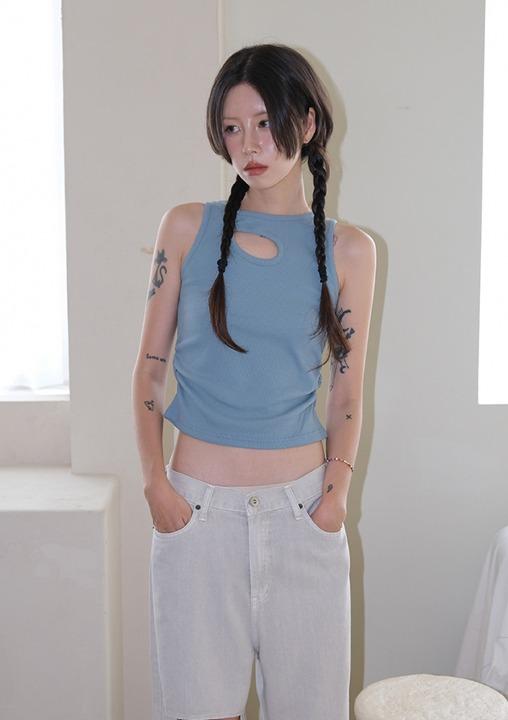 hole shirring sleeveless (3color)