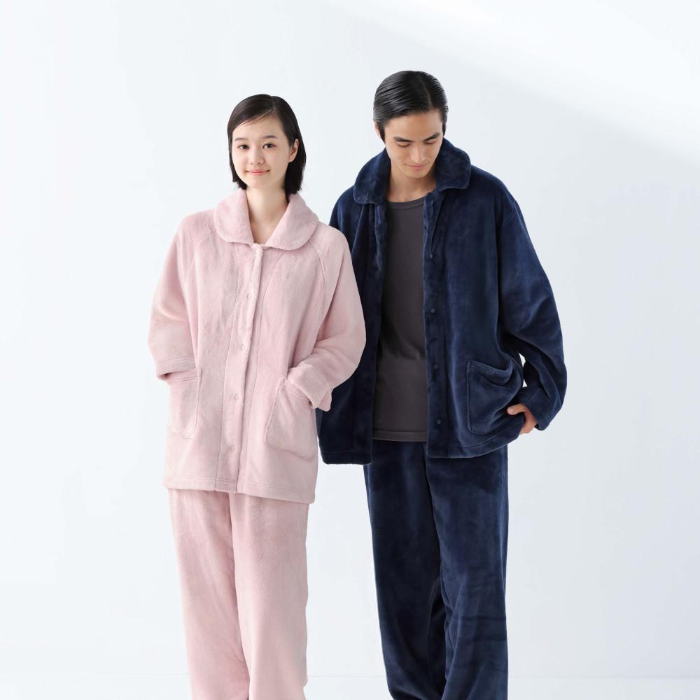 [예약판매][무인양품] 남녀 정전기 발생이 적은 화이버 긴소매 파자마 (커플잠옷) (겨울잠옷)